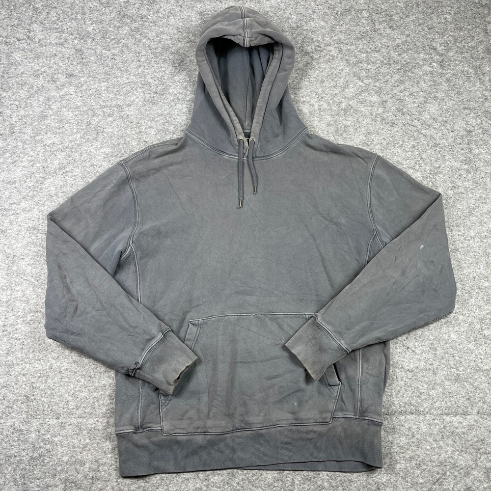 J. Crew Hoodie Mens Medium Gray Knit Goods French Terry Pullover Thick Grunge